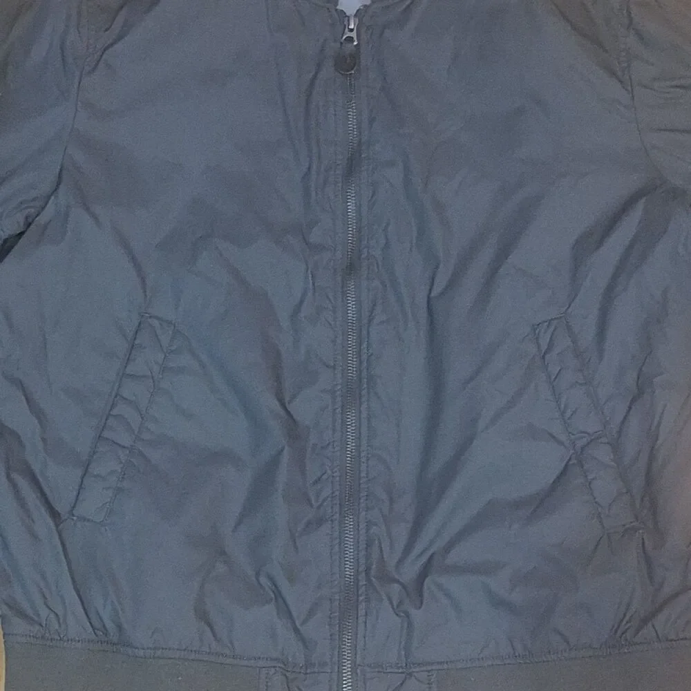Uniqlo Bomber Jacket Mens Large Nylon Ribbed Collar Zip Pocket Classic Green